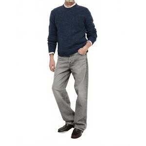 NEW ALEX MILL donegal crew neck sweater in navy